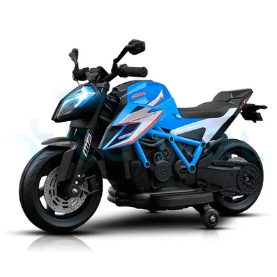 אופנוע סופרמוטו חשמלי לילדים - KTM - קיי.טי.אם דיוק 1290 12V